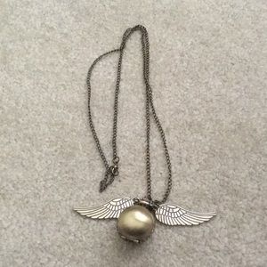 Golden snitch watch necklace